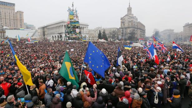 Proteste auf dem Maidan, dem Unabhängigkeitsplatz, lösten den Machtwechsel aus.