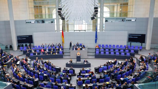German lower house of parliament (Bundestag) session, in Berlin