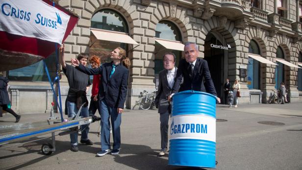 Klimaaktivisten protestierten Ende April vor der Credit Suisse Zentrale in Zürich