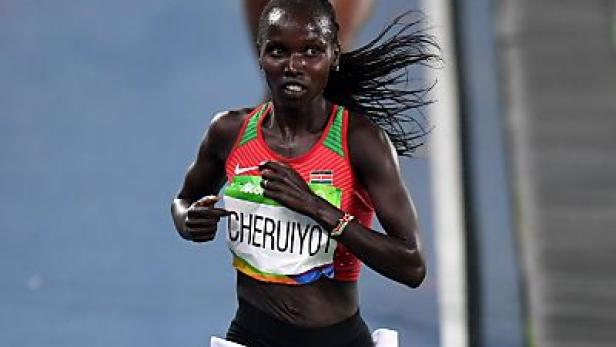 Die kenianische Läuferin Cheruiyot während eines Wettkampfs.