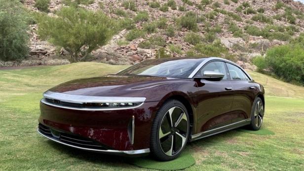 FILE PHOTO: A Lucid Air electric vehicle is displayed in Scottsdale, Arizona