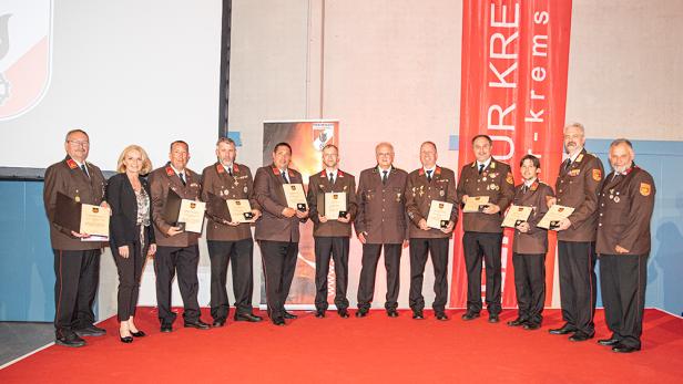 Mitglieder der freiwilligen Feuerwehr werden ausgezeichnet