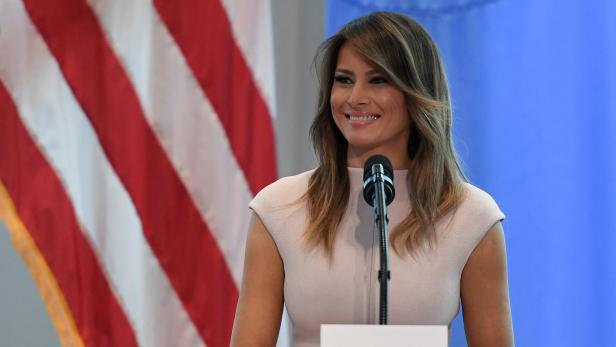 FILE PHOTO: Former U.S. first lady Melania Trump gives a speech during a reception she hosted on the sidelines of the United Nations General Assembly in New York City