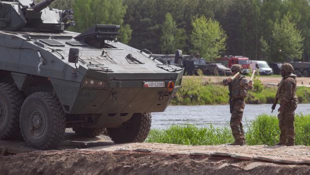 Defender Europe 2022 military exercise on Narew River, near Nowogrod
