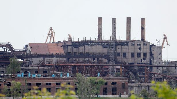 FILE PHOTO: A view shows a plant of Azovstal Iron and Steel Works in Mariupol