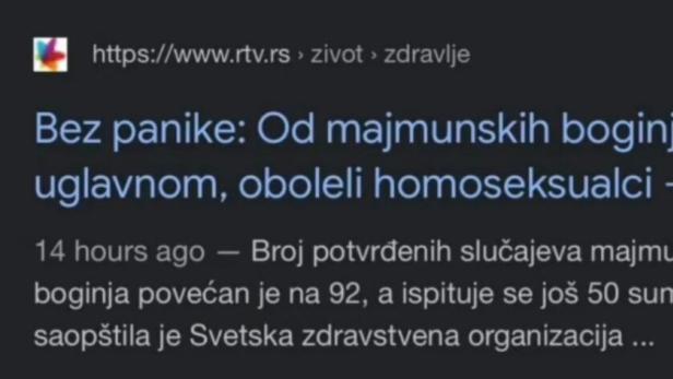 TV-Sender in Serbien: "Keine Panik - an Affenpocken erkranken nur Homosexuelle"