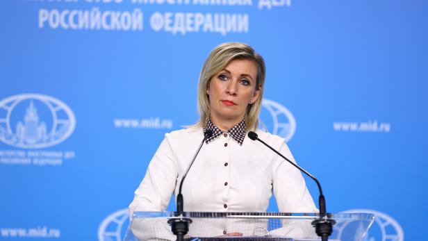 Russia's Foreign Ministry spokeswoman Zakharova attends a weekly news briefing in Moscow