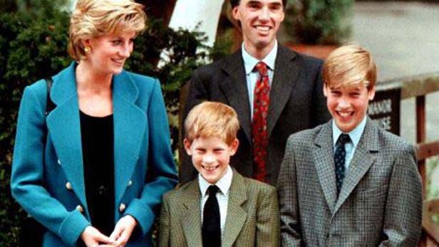 Prinzessin Diana, Prinz Harry und sein Bruder William.