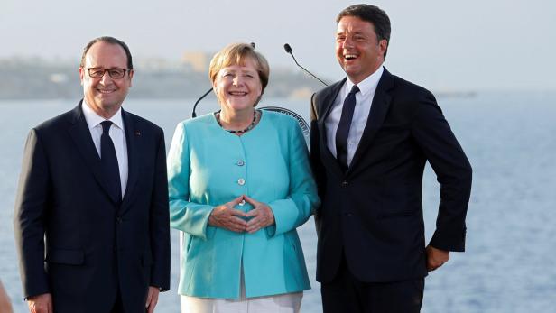 Francois Hollande, Angela Merkel und Matteo Renzi.