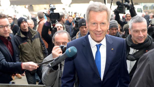Ex-Bundespräsident Wulff vor dem Urteilsspruch in Hannover.