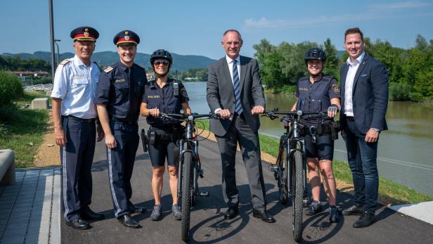 Polizeistreifen sind an der Donau in NÖ nun mit Fahrrädern unterwegs
