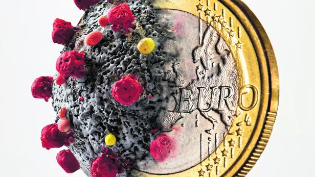 The coronavirus Europe infection on coin