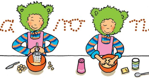 Eine Illustration, die die Zubereitung von Maroni-Püree zeigt.