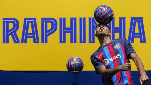 FC Barcelona present new signing Raphinha