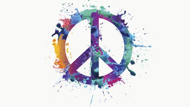 Vector peace symbol in watercolor splashes