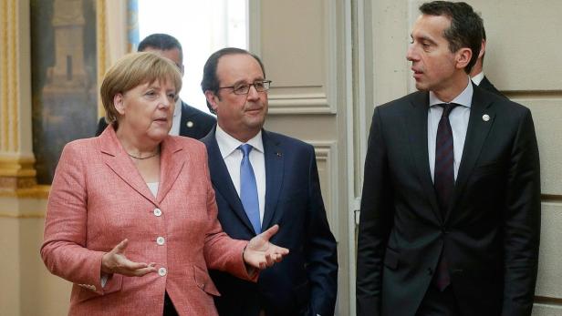 Merkel, Hollande und Kern: Staatslenker unter sich.