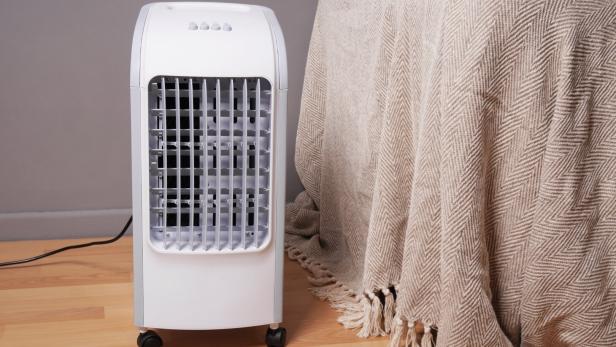 portable air cooler and humidifier in living room