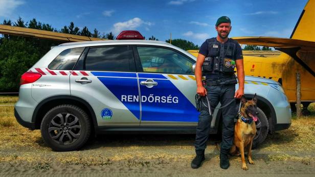 Polizeihund "Derrick" im Einsatz an ungarisch-serbischer Grenze