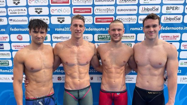 Österreichs Schwimm-Staffel holt sensationell eine EM-Medaille