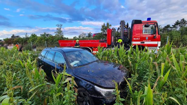46-190210236 Polnische Urlauber landeten mit ihrem Auto im Maisfeld