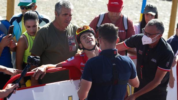 Erschöpft: Remco Evenepoel am Ende seines Arbeitstages