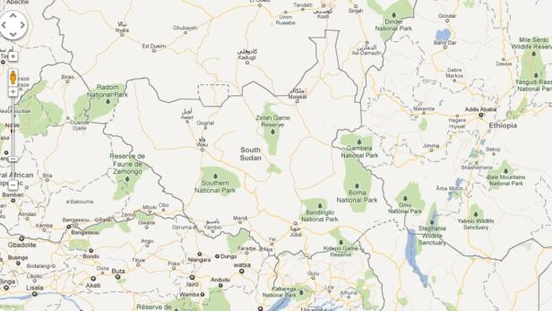 Südsudan jetzt auch auf Google Maps