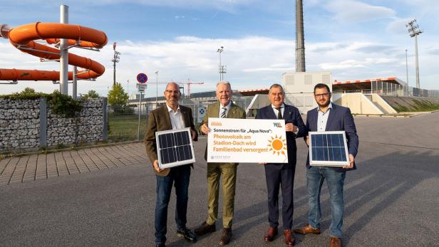 Umweltstadtrat Norbert Horvath, Bürgermeister Klaus Schneeberger, Infrastruktur-Stadtrat Franz Dinhobl und Gemeinderat Philipp Gerstenmayer