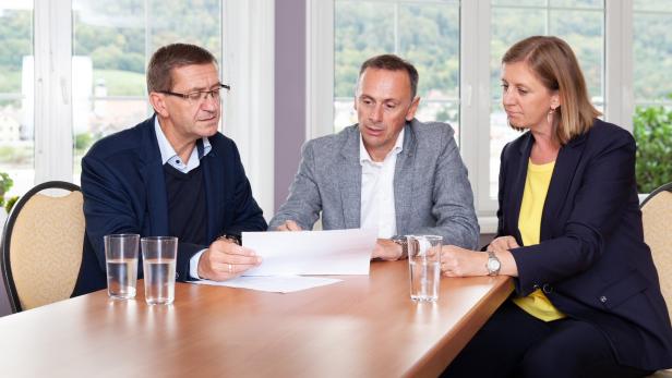 Wirtschaftslandesräte M. Achleitner, J. Danninger und B. Eibinger-Miedl (von links)