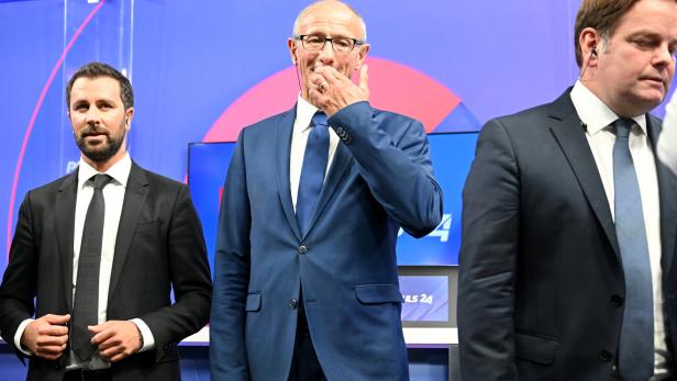 SPÖ-Spitzenkandidat Georg Dornauer, ÖVP-Spitzenkandidat Anton Mattle und FPÖ-Spitzenkandidat Markus Abwerzger