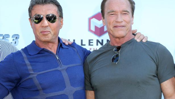 Schwarzenegger und Stallone schnitzen Halloween-Kürbisse