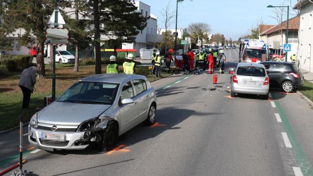 Fußgänger am Schutzweg in Laxenburg angefahren und schwer verletzt