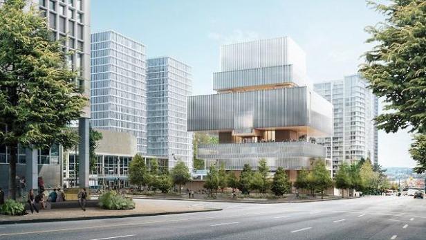 Das neue Gebäude der Vancouver Art Gallery in einer Stadtansicht.