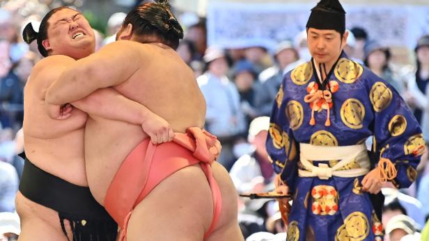 "Die mit dem Hinterteil kämpfen": Amüsante Variante des Sumo-Ringkampfs