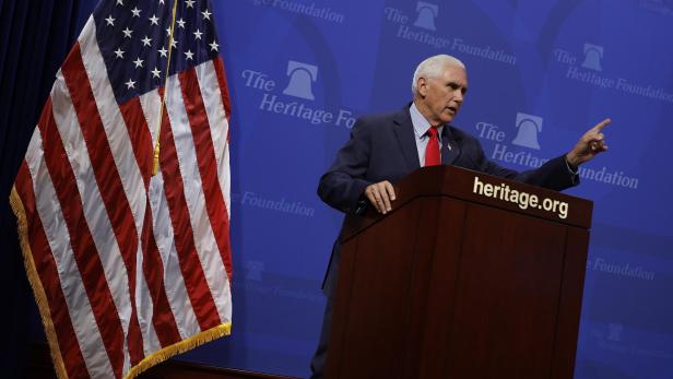 US-FORMER-VICE-PRESIDENT-MIKE-PENCE-SPEAKS-AT-THE-HERITAGE-FOUND
