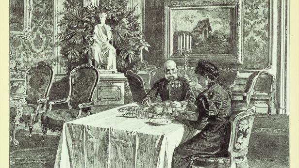 Kaiser und Kaiserin beim Frühstück: Im Alter aß Franz Joseph oft alleine. Er schätzte die Wiener Küche und Einfaches.