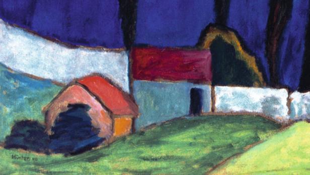 Gabriele Münter, &quot;Landschaft mit weißer Mauer&quot; (Ausschnitt)