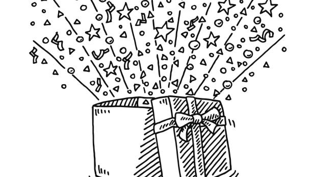 Open Gift Box Surprise Drawing