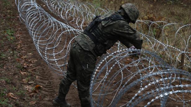 Barbed wire along Polish Russian border