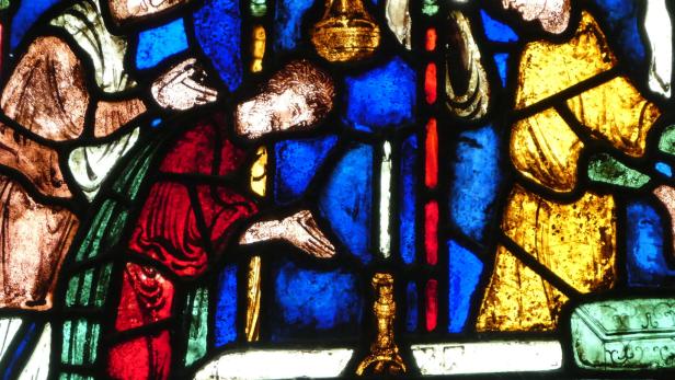 Ein Buntglasfenster in der Kathedralevon Canterbury.