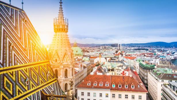 Blick über Wien vom Stephansdom aus.