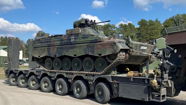 FILE PHOTO: A Marder armoured infantry fighting vehicle of the German army Bundeswehr is pictured at Rukla military base