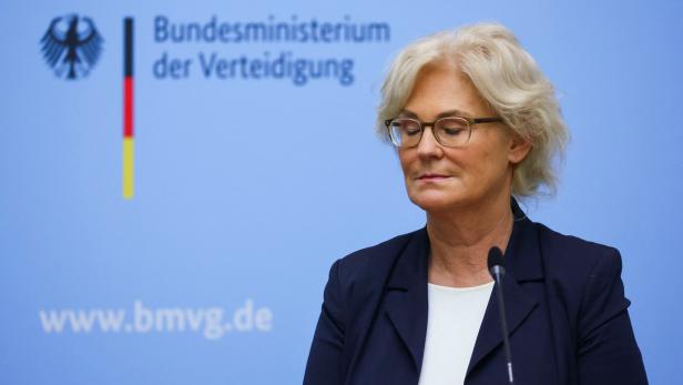 German Defence Minister Lambrecht attends a news conference on the Puma battle tanks in Berlin