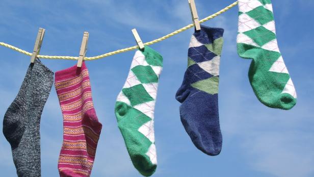 socks on a clothes line