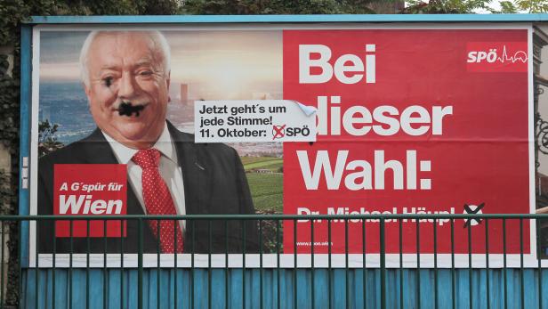 Beschmierter Bürgermeister: Die SPÖ ließ manche Plakatflächen im Wahlkampf sogar bewachen