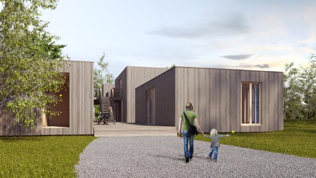 Module wie diese errichtet die Vorarlberger Firma Kaufmann gerade für Flüchtlinge in Hannover. In mehreren Bundesländern sind zurzeit Holzbauten als Unterkünfte geplant.