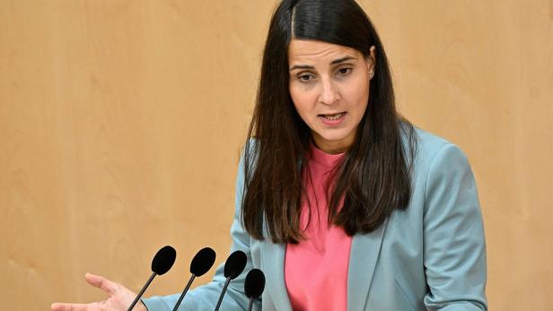 Meri Disoski, Frauensprecherin der Grünen, spricht im Nationalrat.