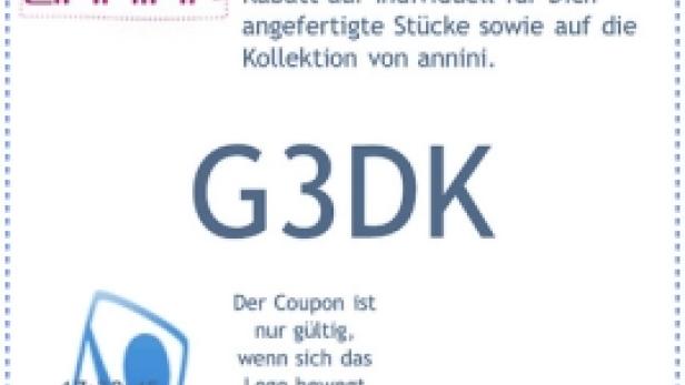 Ein Coupon von Coupies mit 10% Rabatt auf Mode, Accessoires und Silberschmuck von Annini.