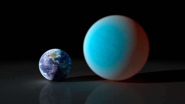 Vergleich der Erde mit der Supererde 55 Cancri e