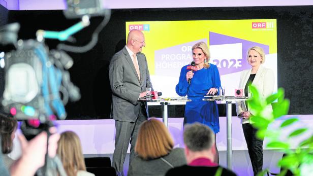 Präsentierten die ORFIII-Höhepunkte (v. li.): die Sender-Geschäftsführer Schöber und Zierhut-Kunz sowie Chefredakteurin Lorenz-Dittlbacher