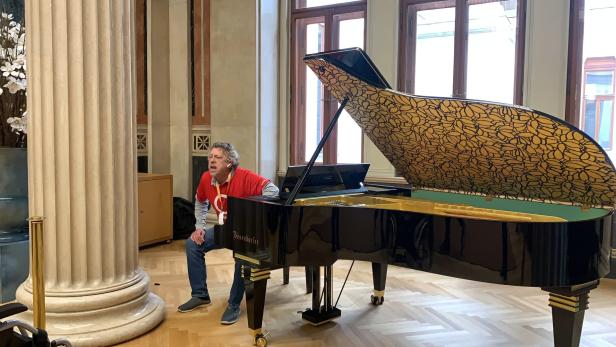 Pensionist klebte sich an goldenes Klavier im Parlament
